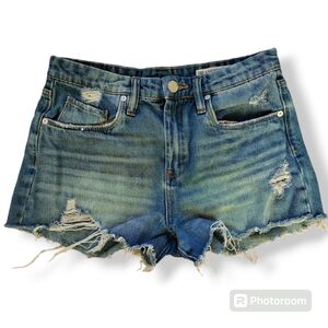 Blank NYC The Barrow Distressed Denim Shorts in Fare Warning size 26